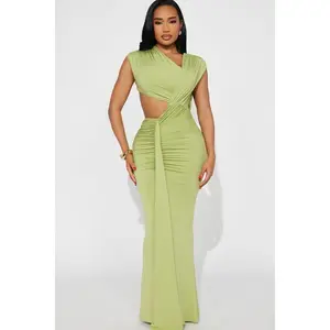 Aria Cut Out Maxi Dress - Chartreuse