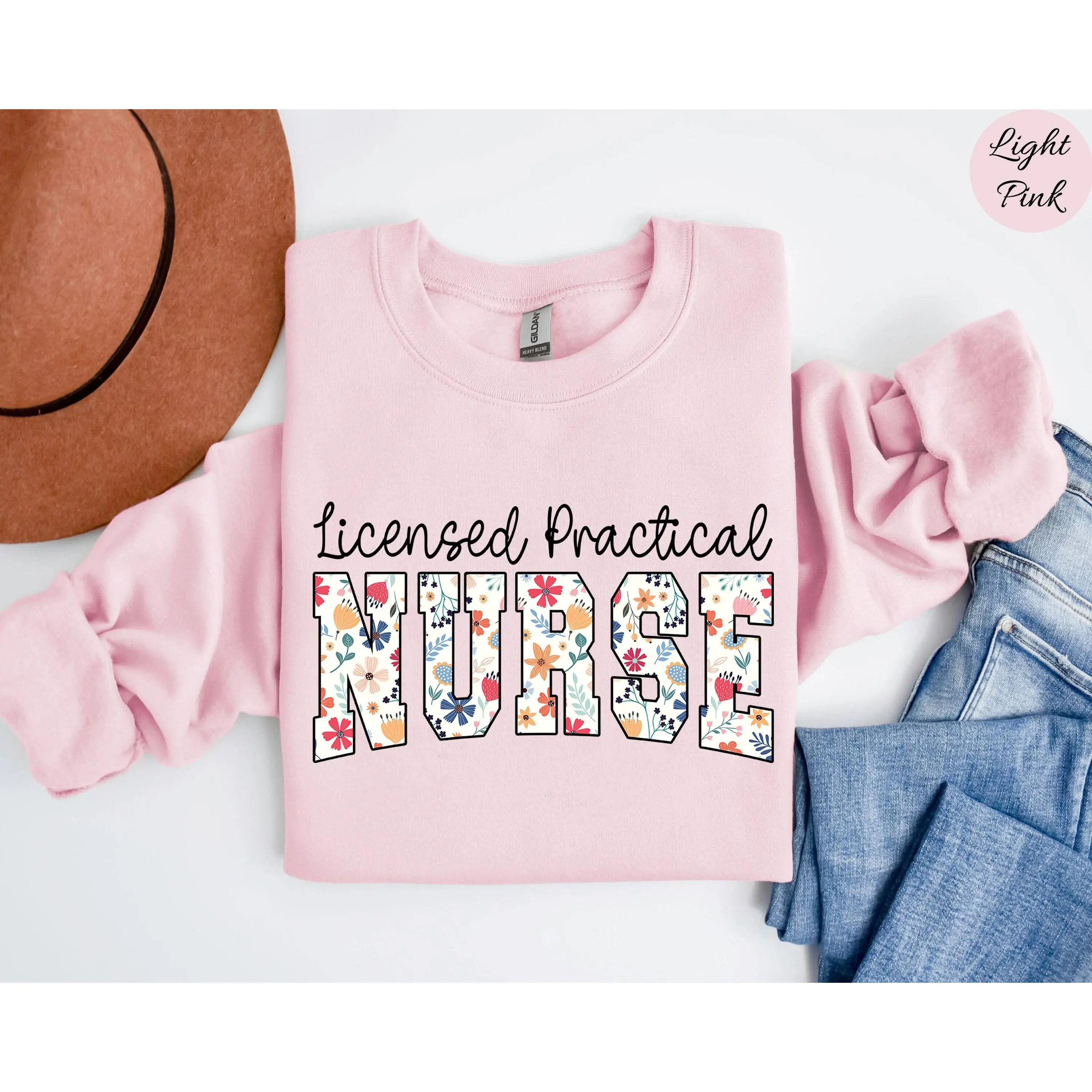 Floral LPN Sweatshirt LPN Shirt, LPN Graduation Gift, Licensed Practical Nurse Crewneck, Rn Nurse Sweater, Lpn Nurse Appreciation Gift Cotton Fabric