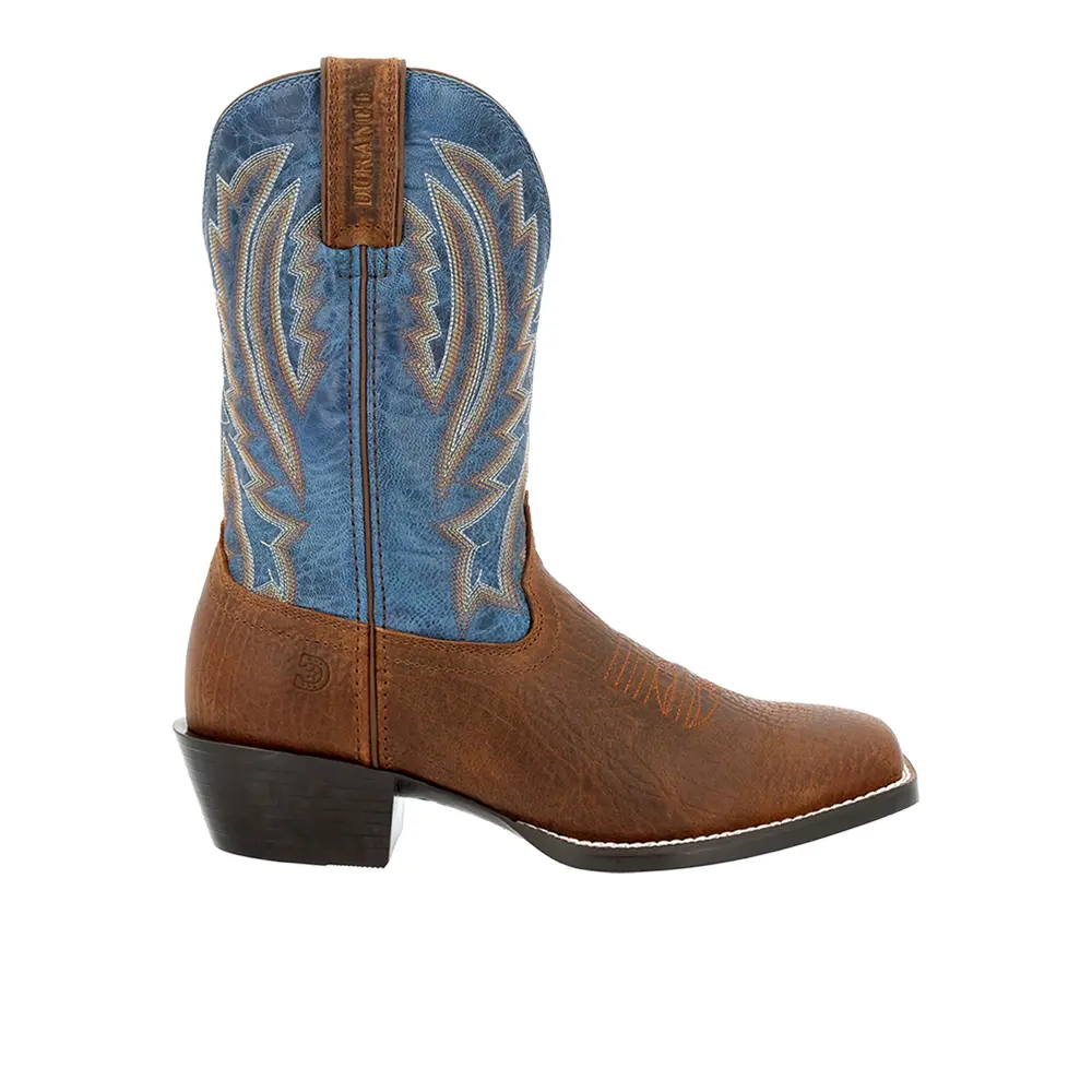 Durango Mens Westward Tooled-Inlay Square Toe Pull On  Casual Boots Mid Calf - Blue, Brown