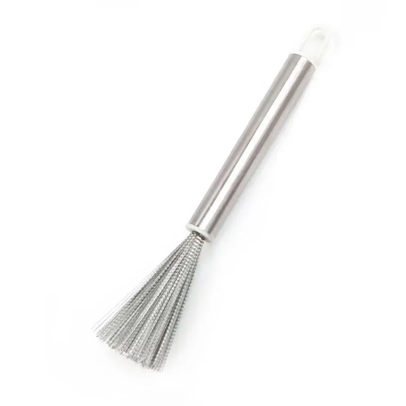 [Long Handle Stainless Steel Brush] Handy, Versatile Stainless Steel Cleaning Grill Brush with Long Handle - Non-Stick, Portable & Reusable for Living Room, Bedroom, Bathroom, Kitchen & Furniture, Household Cleaning Tool