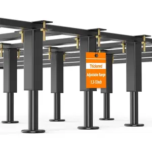 6 count Adjustable Height Bed Support , Heavy Duty Metal Bed Frame Support , 7.3-12 inch Furniture Risers Replacement with Non-Slip Base for   Slats/Furniture/Table/Couch/Sofa/Dresser