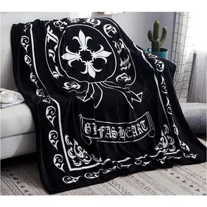 Throw Blanket Chrome Cross Heart Blanket Lightweight Napping Sofa Blanket Plush Flannel Blanket Quilt Durable Fleece Blanket warm nap blanket soft flannel shawl