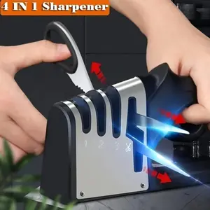 4-In-1 Professional Kitchen Cutting Tool Grinder | Fast, Easy, And Efficient Sharpener For Various Cutting Tools - Anti-Slip Base, Suitable For Home And Restaurant Use, Made Of Abs