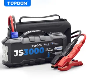 TOPDON JS3000 3000A Car Battery Jump Starter for 12V Cars SUVs Trucks Boats with USB-C 45W Fast Charging Safe Start for Up to 9.0L Gas 7.0L Diesel