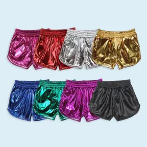 Kids girls metallic leather shorts summer bottoms