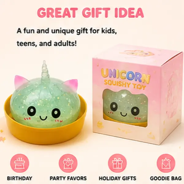 Glitter Beaded Unicorn Exclusive Edition Squishy Dumpling | 2026 New Random 2.5in Color Rising Bao Bun Squeeze Toy, Cute Sensory Fidget Toy Stress Relief Anti-Anxiety Toy For ADHD Kids & Adults