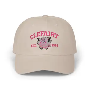 Clefairy Anime Embroidered Hat, Cute Anime Creature Baseball Cap, Gamer Aesthetic Dad Hat, Kawaii Embroidery Adjustable Cap