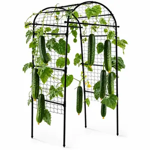 [[TOP RATED - FLASH SALE]  Garvee Metal Garden Arch Trellis for Climbing Plants, U-Shaped Plant Support for Raised Beds, Rust-Resistant Frame for Cucumbers, Vines & Vegetables