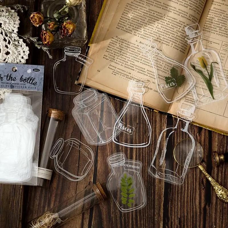 20PC DIY Bookmark Making Kit, Transparent Plant Specimen Stickers, Dried Flower Labels for Glass Bottle Crafts