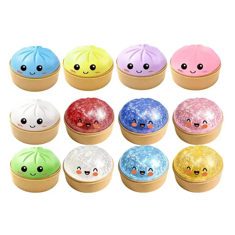 2026 New Glow-in-the-Dark Squishy Bun Dumpling Soft Toy - Dumpling Squishy with Steamer Box, Stress Relief Fidget Sensory Tool, Birthday Party Setup/Watch Party Gift, Home Decoration Collectible for Adults