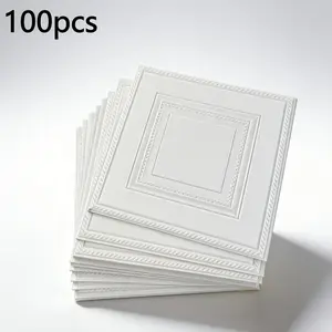 100pcs Self-Adhesive Wallpaper, Ceiling Roof Stickers, Thick Waterproof Easy Clean, TV Background Wall Decals, Bedroom Living Room Decor