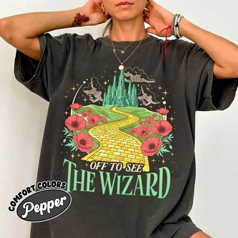 Yellow Brick Road Comfort Colors Shirt, Wizard Witch Emerald City TShirt, We�re Off Wizard Shirt, Fairy Tale Tee, Round Neck, Casual