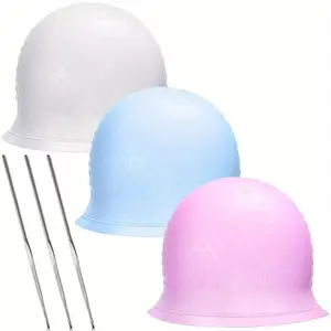Men's Dye Cap Hair Coloring Tool Set, Silicone Material, Includes Color-Dividing Needles, Durable & Easy-To-Use Design