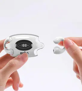 ENFUN Wireless 5.4 Clip-on  Earbuds, 3g Open-ear Headphones, 48 Hour Type-C LED Mini Charging Case Earbuds, IPX5 Waterproof Sports Earphones,   Strei Audio Headset