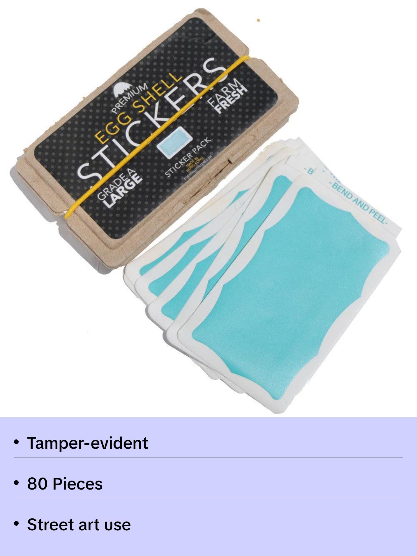 Egg Shell Sticker "Light Blue Wavy Border Blanks" Pack - 80pcs