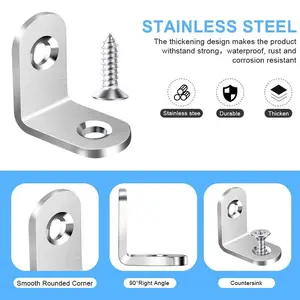 Stainless Steel L-Brackets Set (10/20/30/40pcs), Sturdy Bracket, Durable Metal Bracket for Shelving & Furniture Assembly, Ideal DIY Repair Solution