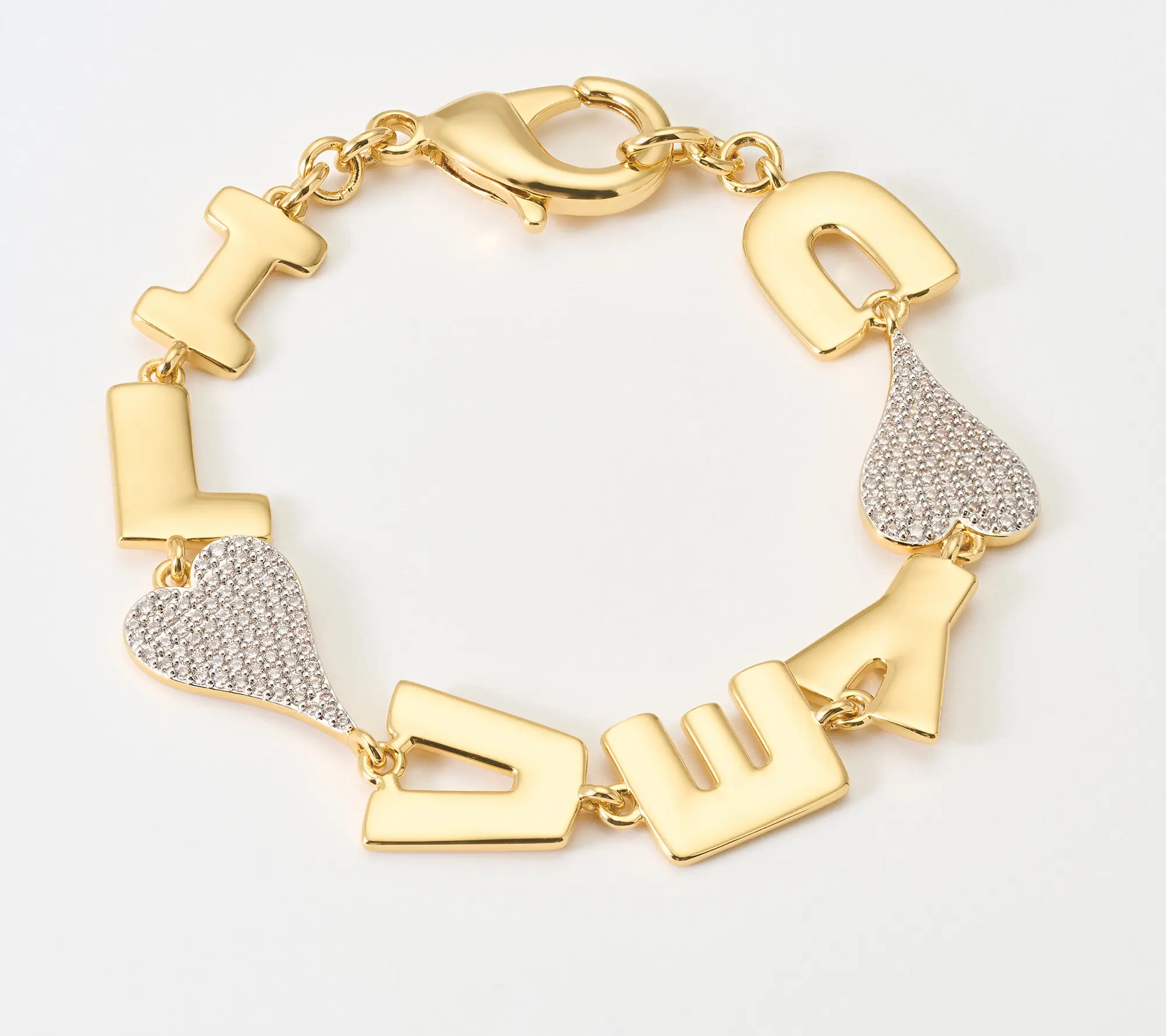 Diamonique x Jennifer Miller I Love You Bracelet, Brass