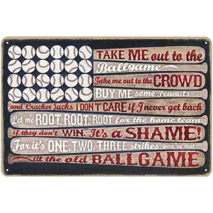 Baseball Decor Boy Room Decor Metal Tin Sign, Baseball Wall Decor Baseball Poster for Boys Bedroom Decor, Baseball Wall Art Sports Room Decor for Bedroom, Baseball Gifts for Boys 8"x12"