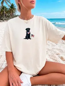 [Sale off up to 50%] Black Labrador American Flag Shirt, Patriotic Dog Tee, Black Labrador T-Shirt, USA 250 Dog Shirt, Fourth of July Gift, Graphic Streetwear T-shirt