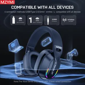 MZYMI GT100 2.4GHz/Wireless Gaming Headset for PlayStation 5 4, Gamer Headphones with Detachable Microphone for PS5, PS4, PC, Switch, Ultra-low Latency, 25 Hours Playtime