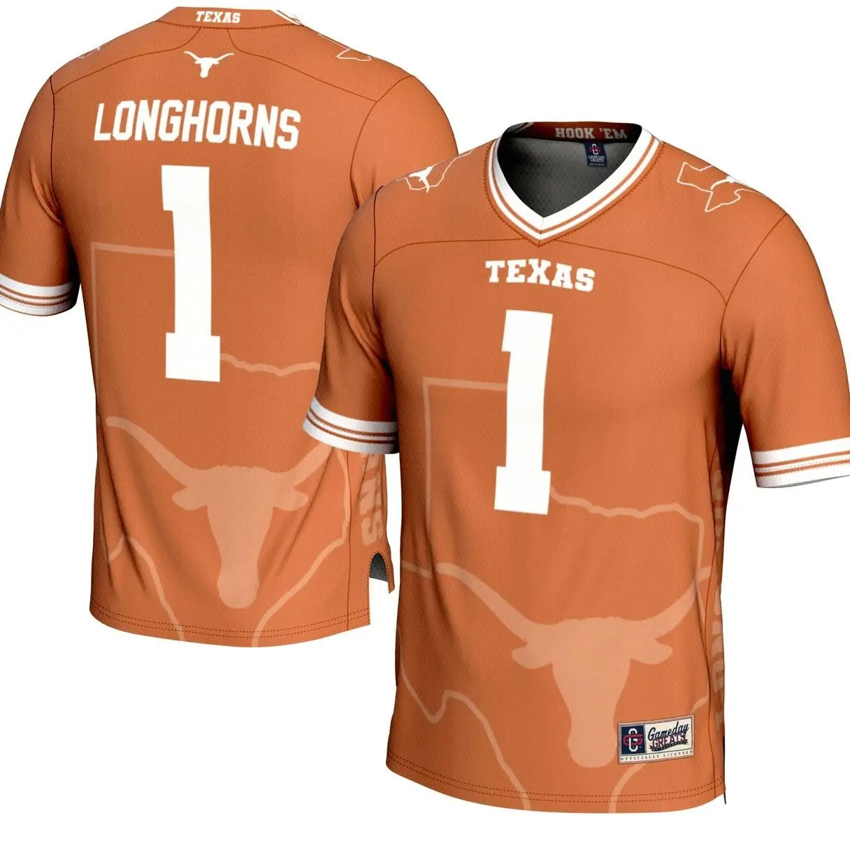 Texas Longhorns #1 GameDay Greats Texas Orange Icon Print Football Fashion Jersey