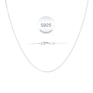 S925 Silver Sterling Silver Dainty Thin Box Chain Necklace for Women,Tarnish Resistant Waterproof Hypoallergenic,Lobster Claw Clasps