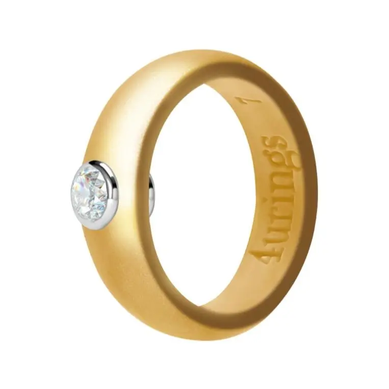 Gold Color Elegant Fashion Rings, Rhinestone-Embedded Silicone Engagement Ring, Comfort-Fit Rubber Wedding Band (Sizes 4-12), Beautiful Rings