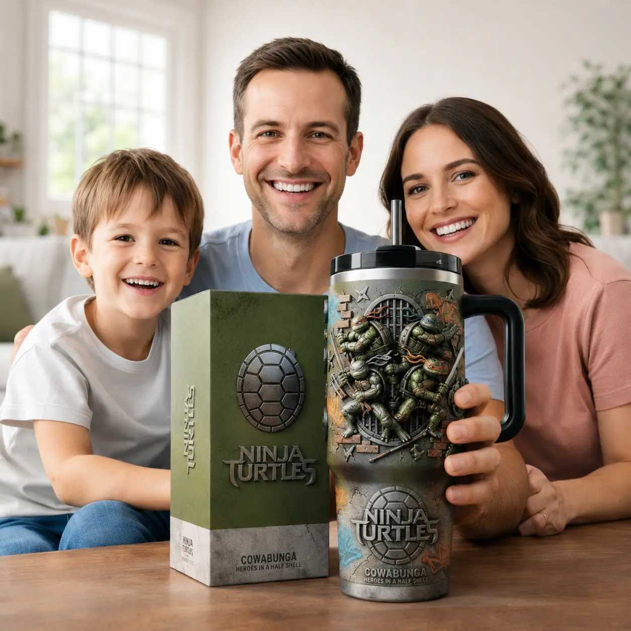 Teenage Mutant Ninja Turtles 40oz Tumbler with Handle and Straw, TMNT Turtle Power Insulated Travel Cup, Leonardo Raphael Michelangelo Donatello Cartoon Movie Drinkware, Retro Mutant Hero Gift for TMNT Fans, Comic Collectors and Ninja Turtle Lovers