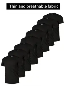 Men's Quick-Dry Short Sleeve T-Shirt Set, Breathable Lightweight Fabric, Soft Comfort, Running Fitness, Casual Daily Wear, Sporty Breathable Comfy