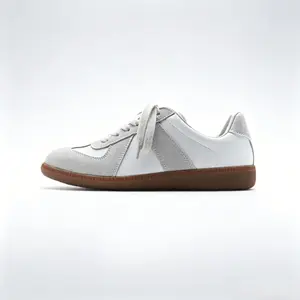 2026 Trending White Gray German Trainers for Women | Retro Low-Top Leather Suede Sneakers | Ultra Comfortable Gum Sole Walking Shoes for Daily Wear, Work & Streetwear Casual Walking Shoes Everyday Sneakers Flexible sole casual shoes