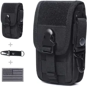 SQ-PHP004 Tactical  Phone Pouch EDC Cellphone Holder Smartphone Case Organizer Bag with US Flag Patch & Key Ring
