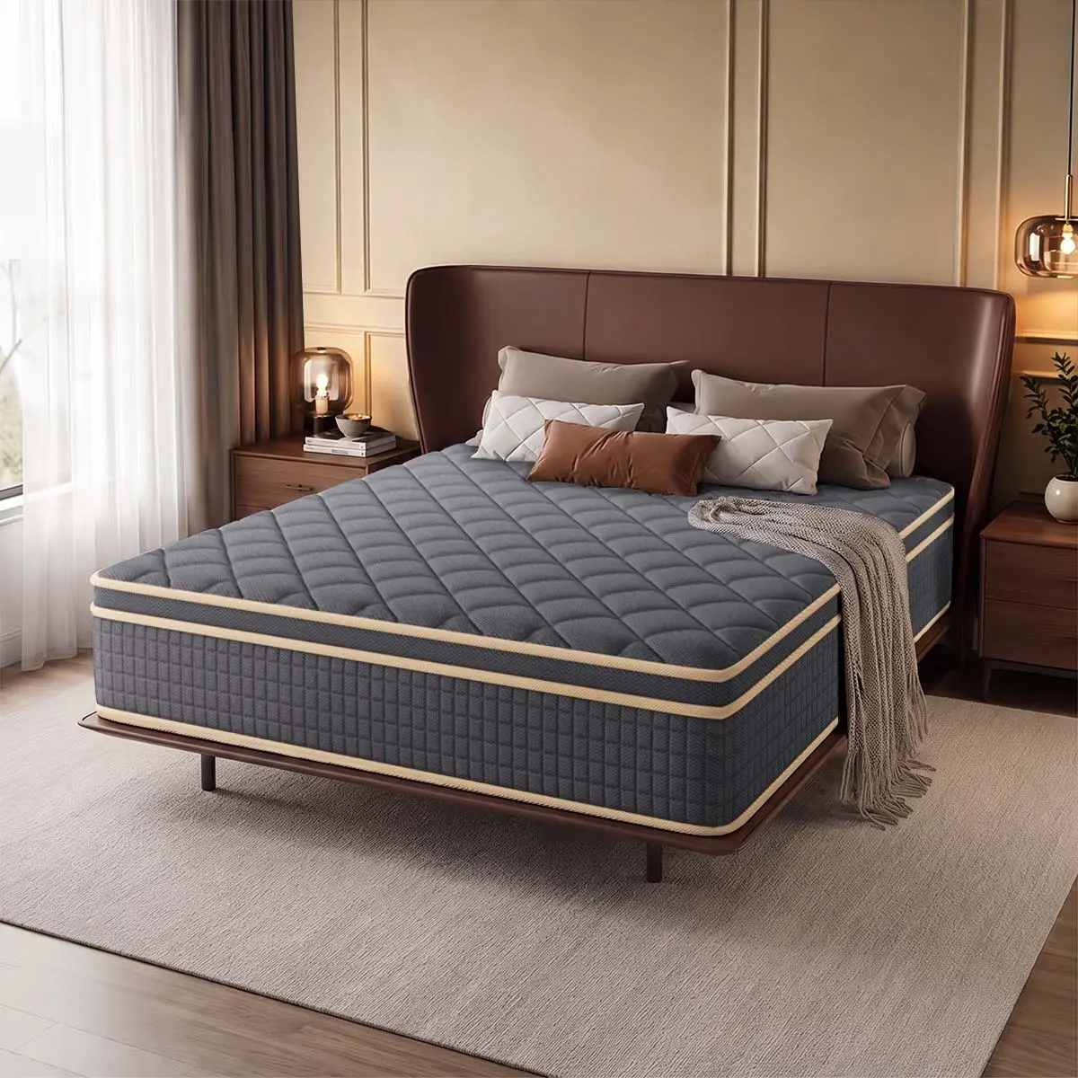 4/10/12/14 inch Twin/Full/Queen/King Hybrid Mattresses in a Box with Comfort Foam and Pocket Coils, Individual Pocket Spring for Motion Isolation, Back & Lumbar Support, Pressure Relief, Queen Bed Mattress Soft