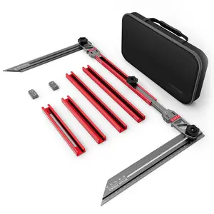 Stair Tread Template Tool - Upgrade Stair Tread Tool, Stair Measuring Tool, Stair Template, Stair Scribe Tool for Stair Measurement Tool, Shelf Project Layout (Red-Gray)