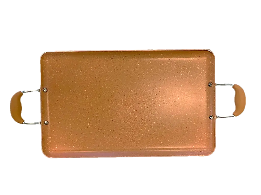 Terracotta MARBLE griddle Comal for all types of stoves Aluminium Bakeware Breakfast Kitchen Cookware Glass Pan Silicone Handles Thick