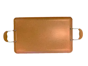 Terracotta MARBLE griddle Comal for all types of stoves Aluminium Bakeware Breakfast Kitchen Cookware Glass Pan Silicone Handles Thick