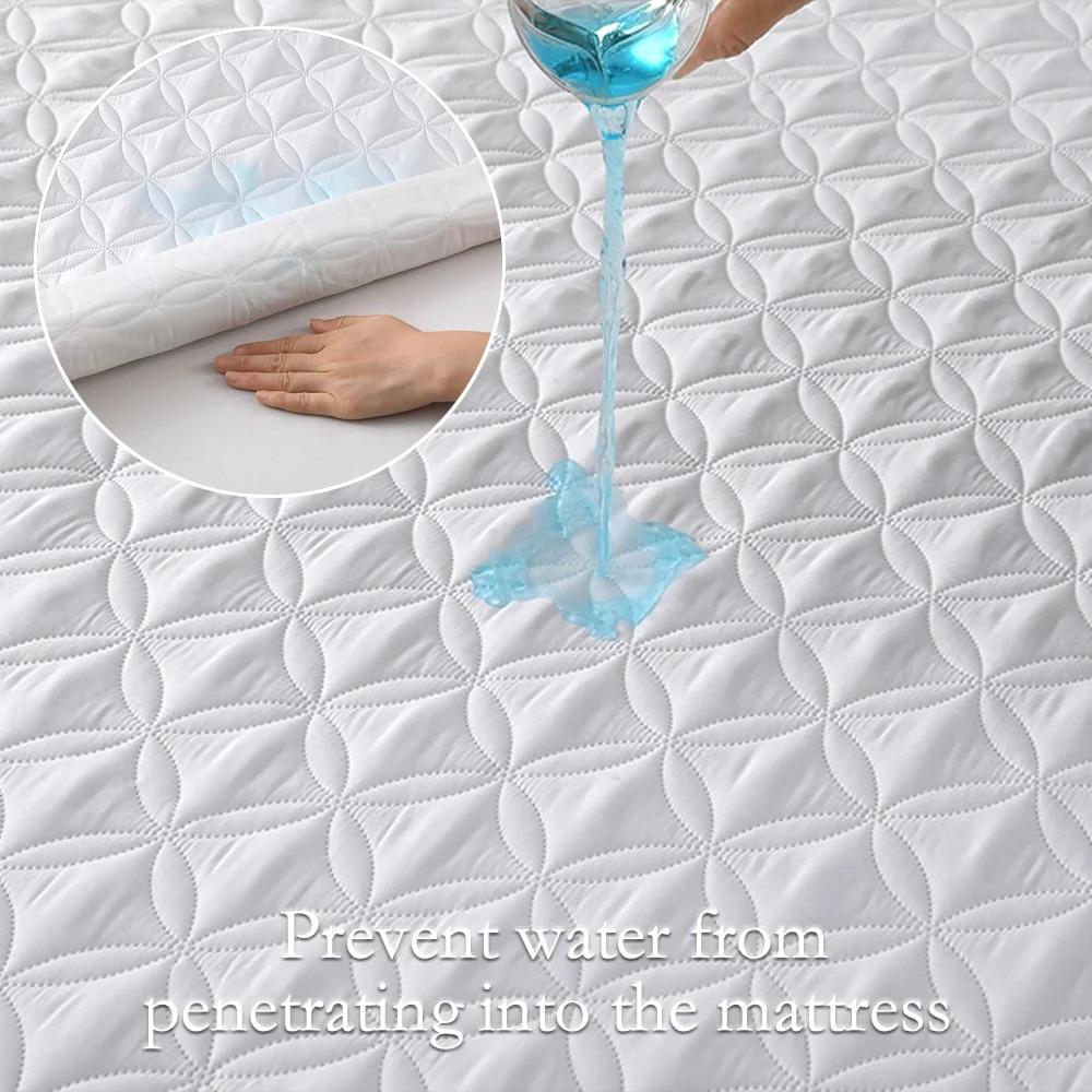 1pc Waterproof Thickened Mattress Protector, Dustproof Breathable Allergy-Resistant Mattress Cover, Soft Comfortable Noiseless