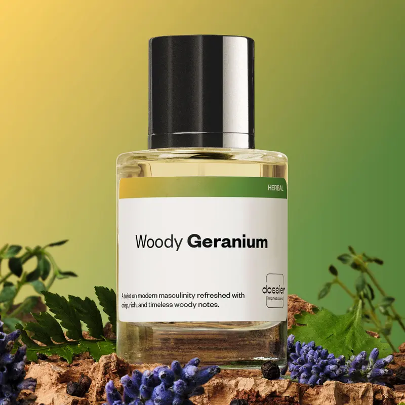 Woody Geranium, Dossier, Men Perfume, Eau de Parfum, 50ml, Mint, Red Apple, Pineapple, Lavender, Sandalwood, Cedarwood, Tonka Bean