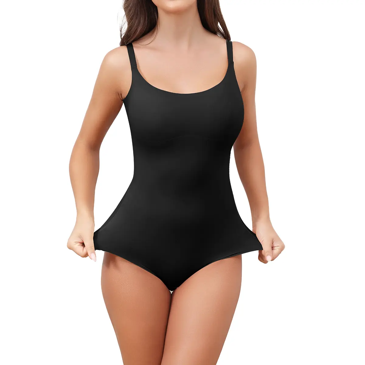 LEVAO Women's Seamless Sleeveless High Waist Slimming Bodysuit - Spandex-Cotton-Polyamide Fabric, Tummy Control, Slimming Effect, Breathable, Soft, Lightweight, Adjustable Straps, Seamless Panties, Hook Crotch, Casual Wear, Flattering Fit, Sizes XS-XL