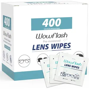 400 Count Lens Wipes for Eyeglasses, Eyeglass Lens Cleaning Wipes Pre-Moistened Individually Wrapped Sracth-Free Streak-Free Eye Glasses Cleaner Wipes for Sunglass, Camera Lens, Goggles Wowflash