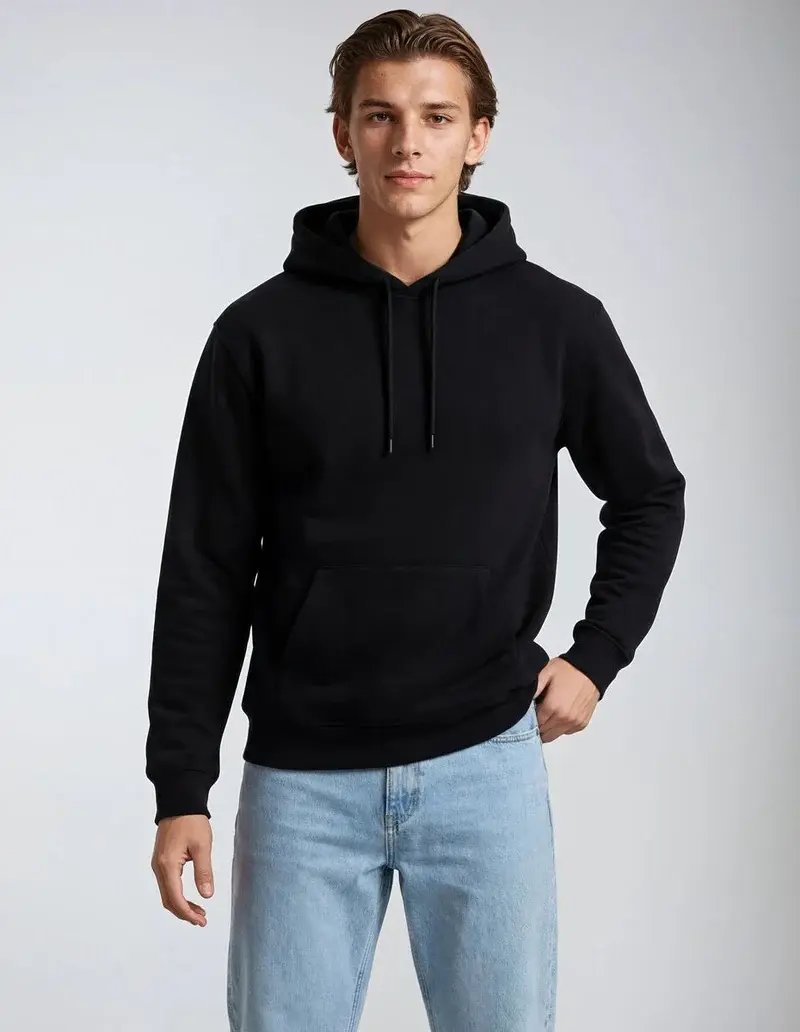 Forever 21 Men's Classic Soft Fleece Pullover Hoodie - Casual, Regular Fit, Plain, Affordable Fashion with Drawstring, Kangaroo Pocket, Ribbed Hem