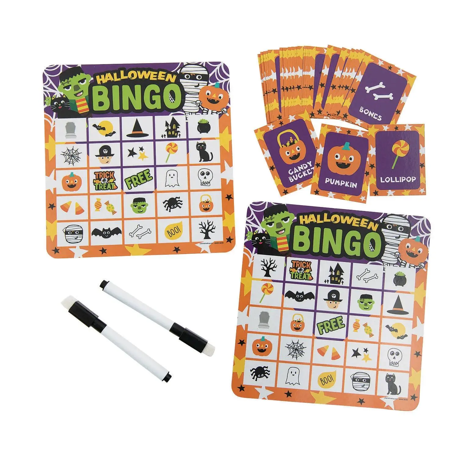 Ghoul Gang Dry Erase Halloween Bingo Game - Toys - 12 Pieces