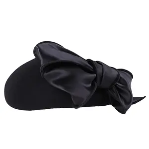 British Black Red Wool Felt Fedora Hat Pillbox Fascinator Hat