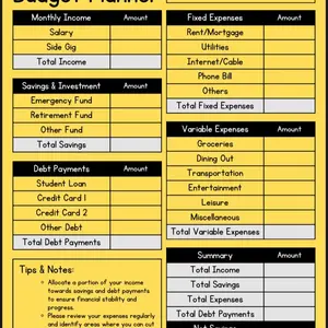 Monthly Budget Planner