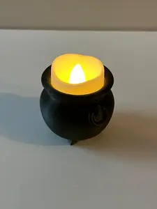 Cauldron Tea Light Holder | 3D Printed | Witchy Home Decor | Spooky Halloween Candle Holder