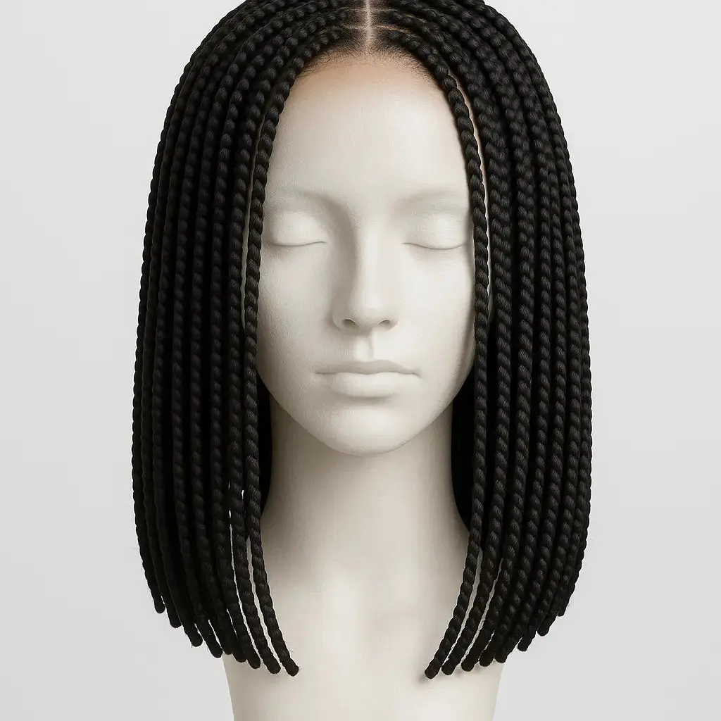 Short Knotless Box Braids Wig 18" | Boho Lace Front with Baby Hair for Black Women