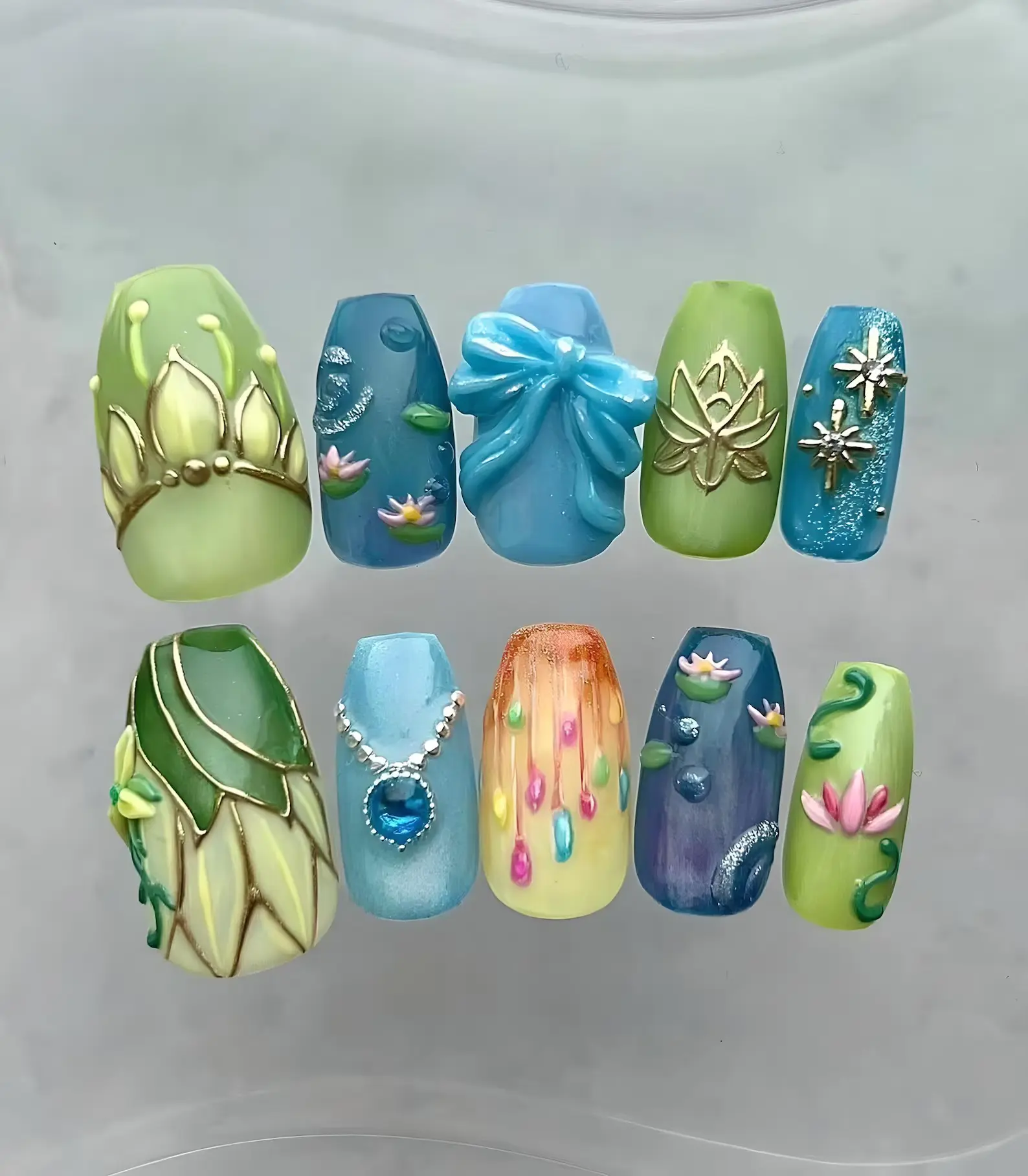 Frog Princess Press On Nails | 3D Lily Pad Nails