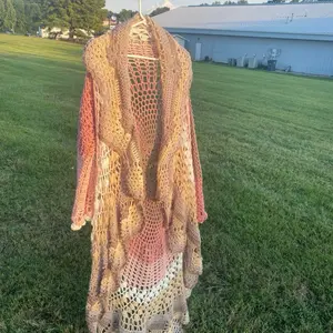 Crochet Hippy Cardigan - One Size Fits Most - Multicolor Handcrafted Knitwear for Women