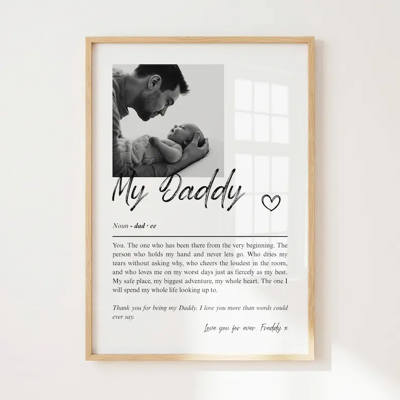 First Fathers Day Gift, Personalised Daddy Print, New Dad Gift, Daddy Definition Print, Dad Photo Print, Gift For Dad