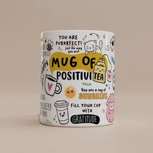 [Sale Up To 50%] Motivational Mug of Positivi-tea, Positivity Coffee Mug, Self Care Cup for Her, Inspirational Quote Gift, Positive Daily Affirmations, 11oz & 15oz ceramic mug
