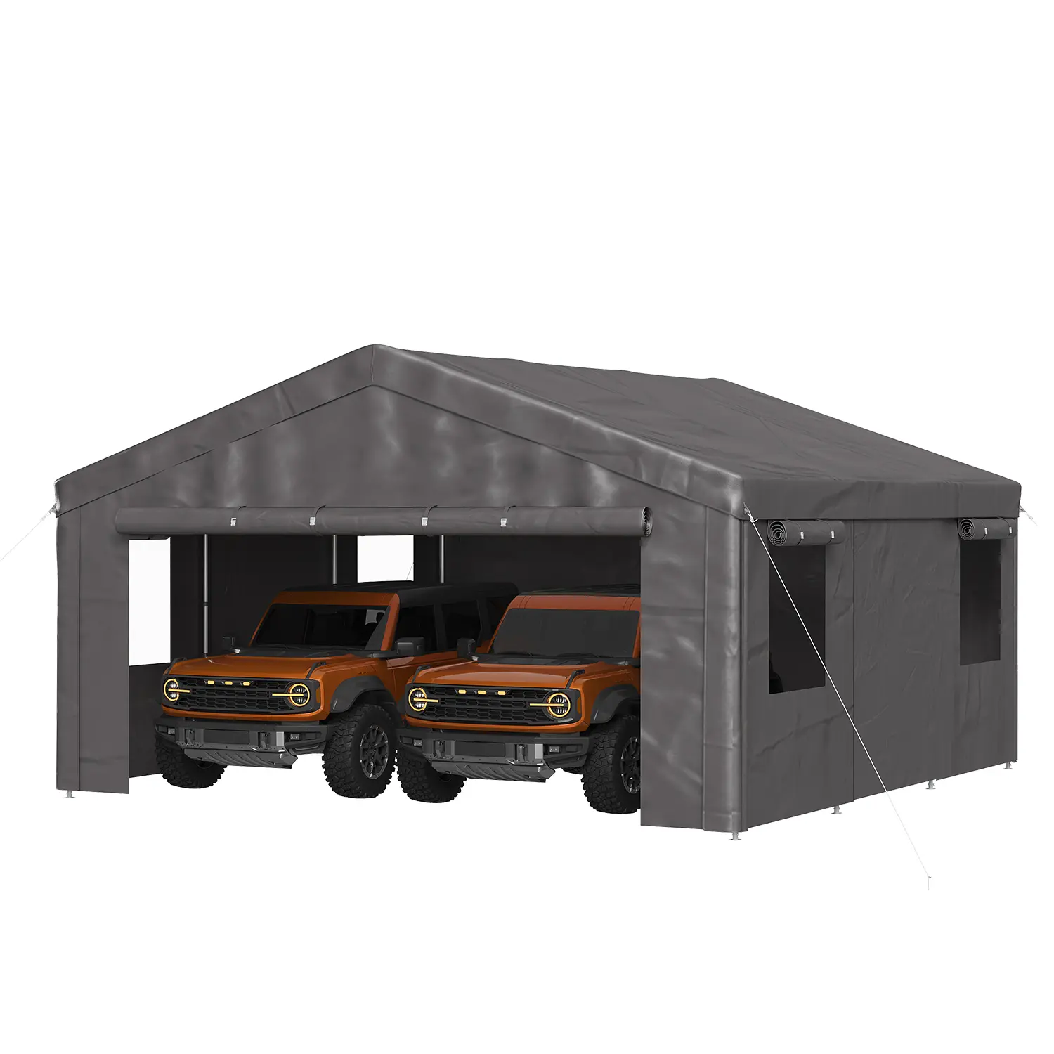 Aoxun Heavy-Duty Outdoor Car Canopy Garage (10x20ft/12x20ft, Gray) - All-Weather Shelter with Roll-Up Windows, Removable Sidewalls & Doors, Waterproof UV-Resistant Tarp for Car, Boat (Home Improvement Building Supplies)